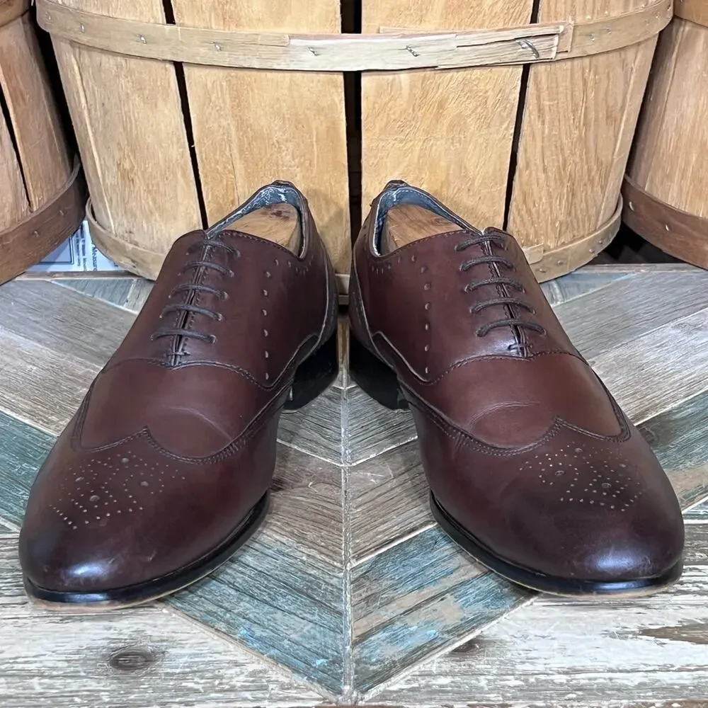Ted Baker Yarrd 2 Wingtips Brown Leather Derby Oxfords Shoes Mens Size 11